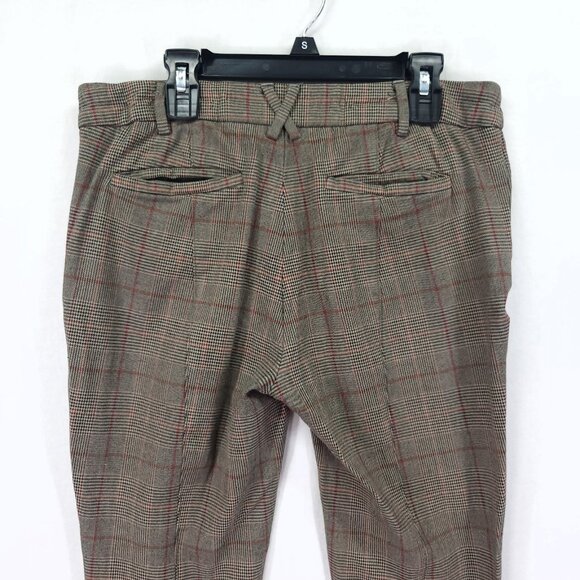 Anthropologie The Essential Slim Ankle Trousers Size 4 Plaid Zip Pockets - Picture 6 of 16